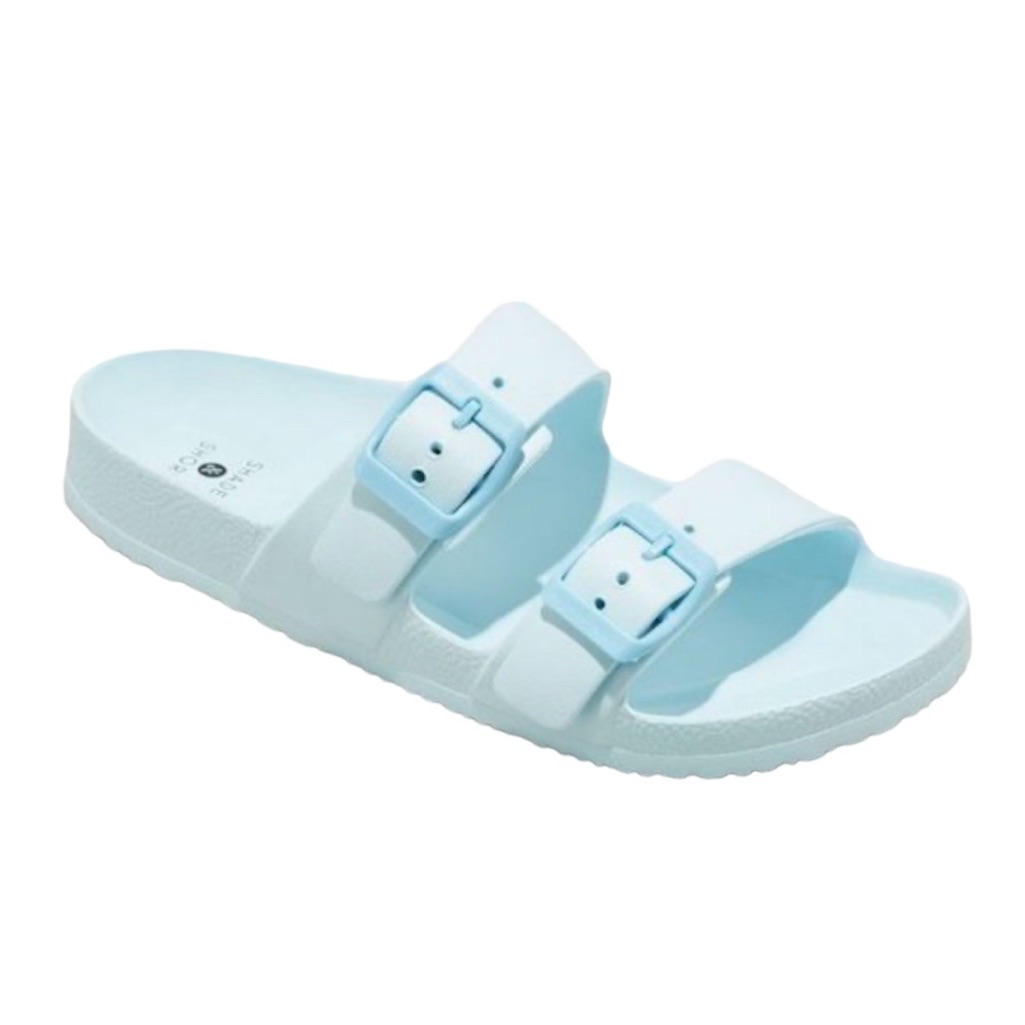 Blue Rubber TwoStrap Buckle Sandals Size 7